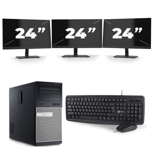 Dell Optiplex 790 Micro Tower - Intel Core i3-2e Generatie - 8GB RAM - 256GB SSD - Windows 10 + 3x 24 inch Monitor