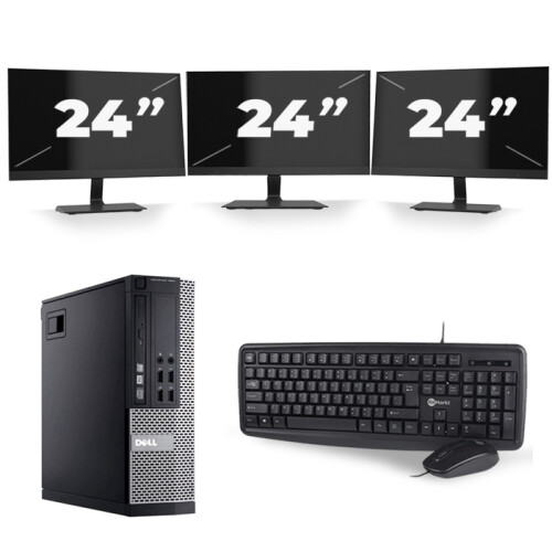 Dell Optiplex 990 SFF - Intel Core i7-2e Generatie - 16GB RAM - 256GB SSD - Windows 10 + 3x 24 inch Monitor