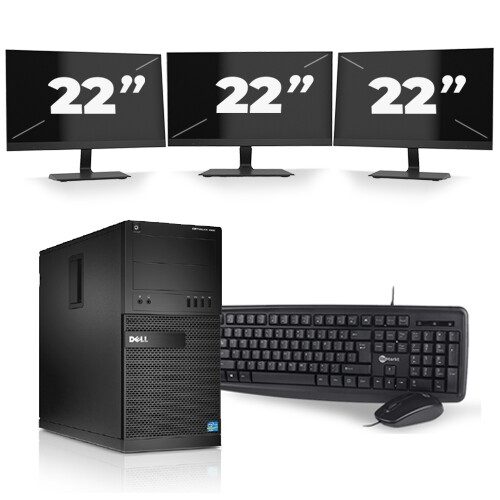 Dell Optiplex XE2 Micro Tower - Intel Core i5-4e Generatie - 8GB RAM - 256GB SSD - Windows 10 + 3x 22 inch Monitor