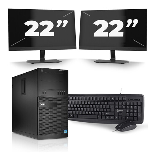 Dell Optiplex XE2 Micro Tower - Intel Core i7-4e Generatie - 16GB RAM - 256GB SSD - Windows 10 + 2x 22 inch Monitor