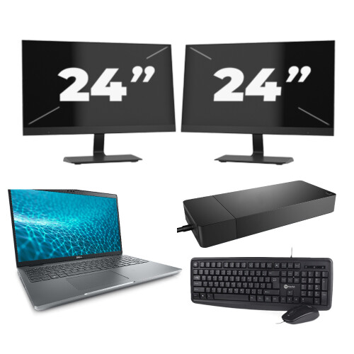 Dell Precision 3571 - Intel Core i5-12e Generatie - 15 inch - 8GB RAM - 256GB SSD - Windows 11 Home + 2x 24 inch Monitor