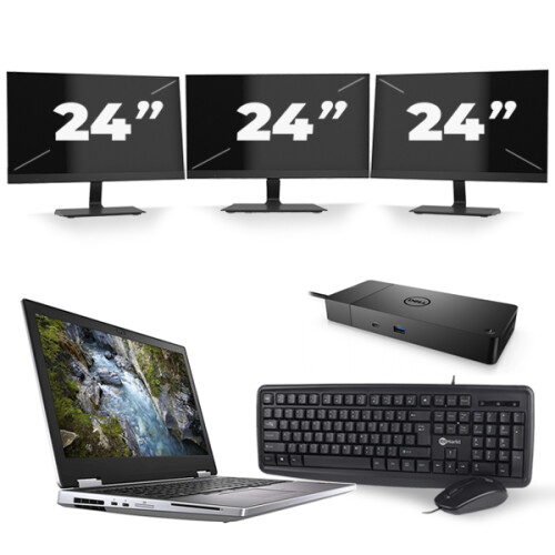 Dell Precision 7540 - Intel Core i7-9e Generatie - 15 inch - 16GB RAM - 256GB SSD - Windows 11 + 3x 24 inch Monitor