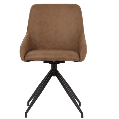 Dutchbone Laurel - Draaibare eetkamerstoel - 360° draaibaar - Cognac - 60 x 51 x 85