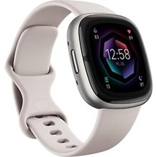 Fitbit Sense 2 40 mm platina met een siliconen polsband maanwit [wifi]