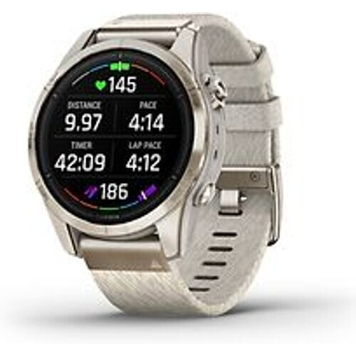 Garmin Epix Pro (Gen 2) 42 mm beige/zachtgoud met crème QuickFit nylon band [wifi, Sapphire]