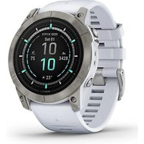 Garmin Epix Pro (Gen 2) 51 mm steengrijs/titanium met witte polsband [wifi, Sapphire]