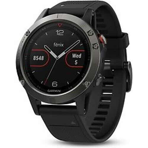 Garmin Fenix 5 47 mm grijs met siliconebandje zwart