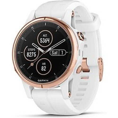 Garmin Fenix 5S Plus 42 mm roségoud met siliconen armband wit [wifi, Saphir editie]