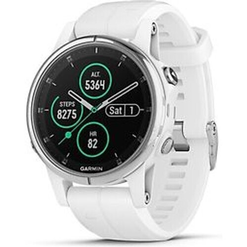Garmin Fenix 5S Plus 42 mm wit met siliconen armband wit [wifi, Saphir editie]