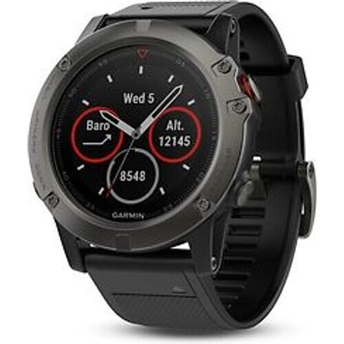 Garmin Fenix 5X 51 mm Saphir Edition grijs met siliconearmbandje zwart [wifi]
