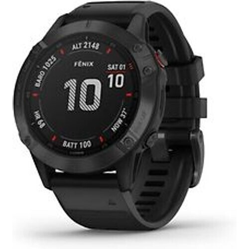 Garmin Fenix 6 Pro 47 mm zwart met een zwarte siliconen polsband