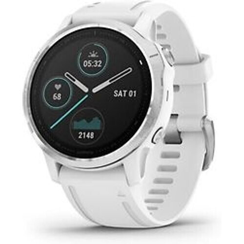 Garmin Fenix 6S 42 mm wit met een witte siliconen polsband