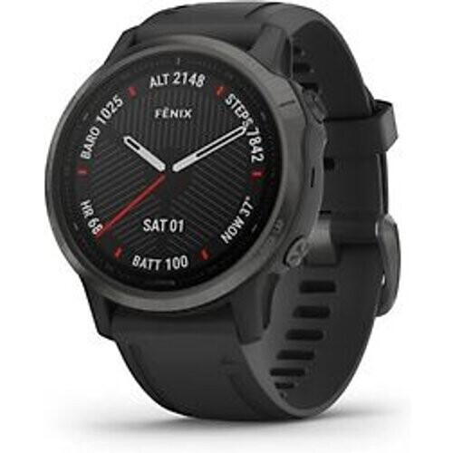 Garmin Fenix 6S Sapphire 42 mm zwart met een zwarte siliconen polsband