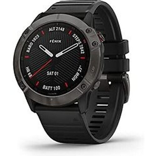 Garmin Fenix 6X Sapphire 51 mm zwart met een zwarte siliconen polsband