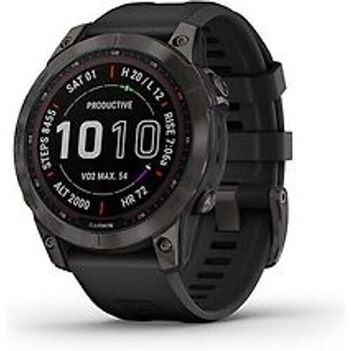 Garmin Fenix 7 47 mm zwart DLC titanium met zwarte polsband [wifi, Sapphire Solar Edition]
