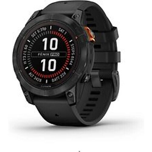 Garmin Fenix 7 Pro 47mm leigrijs met een zwart siliconen polsband [Wi-Fi, Solar Edition]
