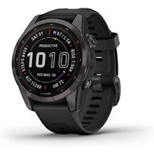 Garmin Fenix 7S 42 mm slate grey met zwarte polsband [wifi, Sapphire Solar Edition]