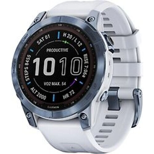 Garmin Fenix 7X 51 mm mineral blue DLC titanium met whitestone polsband [wifi, Sapphire Solar Edition]