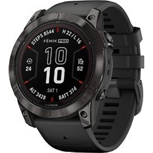 Garmin Fenix 7X Pro 51 mm koolstofzwart titanium met een zwarte siliconen polsband [Wi-Fi, Sapphire Solar Edition]