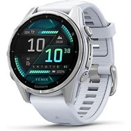 Garmin Fenix 8 43 mm zilver titanium met steen wit polsband [wifi]