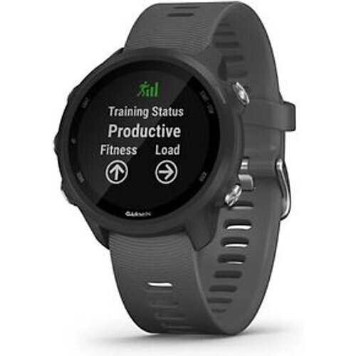 Garmin Forerunner 245 grijs met een grijze siliconen polspolsband
