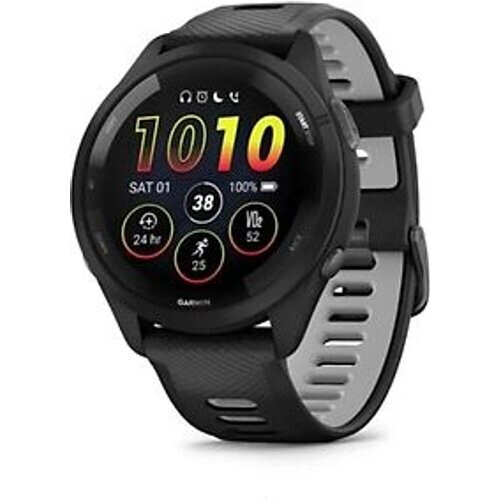 Garmin Forerunner 265 46 mm zwart met een zwart/grijs siliconen polsband