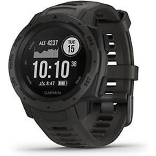 Garmin Instinct 45 mm zwart met een zwarte siliconen polsband