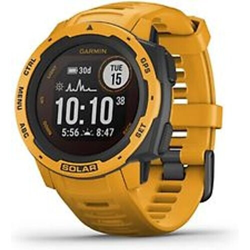 Garmin Instinct Solar 45 mm geel met een gele siliconen polsband