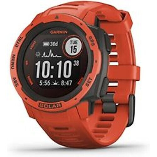 Garmin Instinct Solar 45 mm rood met een rode siliconen polsband