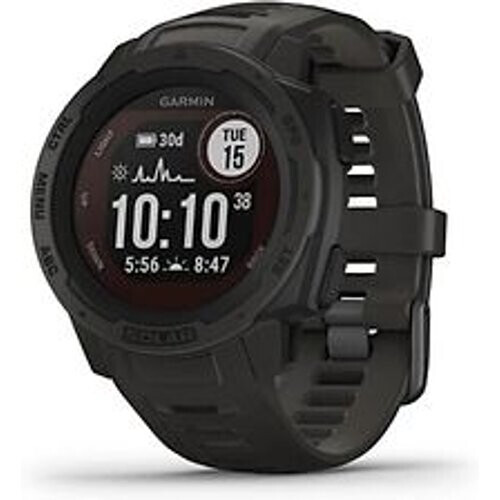 Garmin Instinct Solar 45 mm zwart met een zwarte siliconen polsband