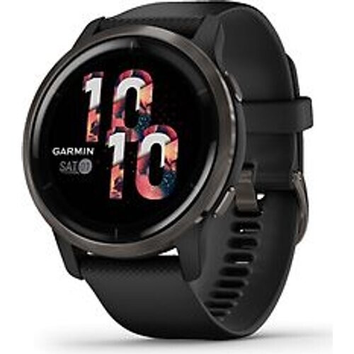 Garmin Venu 2 45 mm slate rand van roestvrij staal met zwarte behuizing en siliconen polsband [wifi]