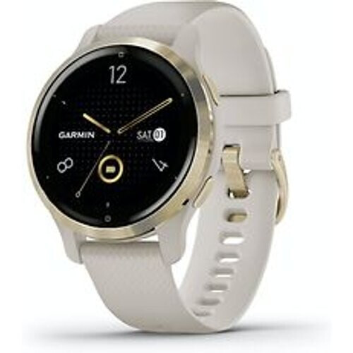 Garmin Venu 2S 40 mm light gold rand van roestvrij staal met light sand behuizing en siliconen polsband [wifi]