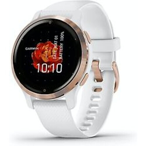 Garmin Venu 2S 40 mm rose gold rand van roestvrij staal met witte behuizing en leren polsband [wifi]