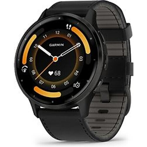 Garmin Venu 3 45 mm schiefergrijs op lederen bandje zwart [GPS]