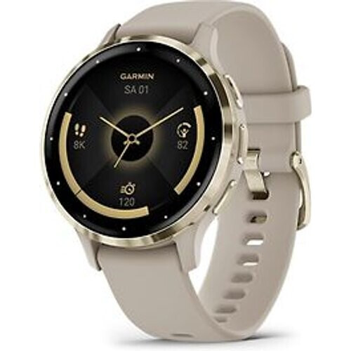 Garmin Venu 3S 41 mm goud van roestvrij staal met grijs behuizing en siliconen polsband [wifi]