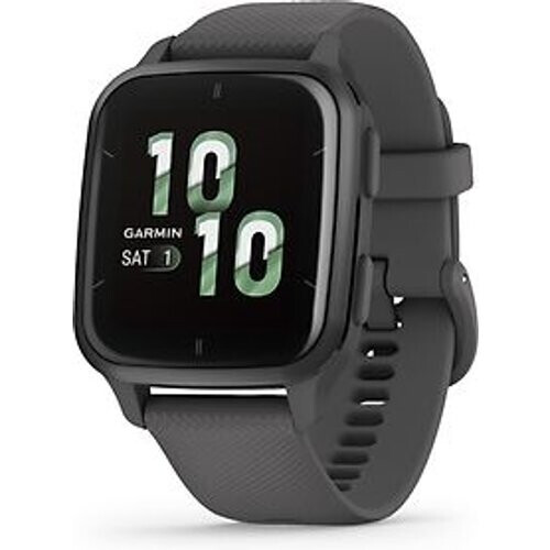 Garmin Venu Sq 2 40 mm slate aluminium rand met shadow grey behuizing en siliconen polsband