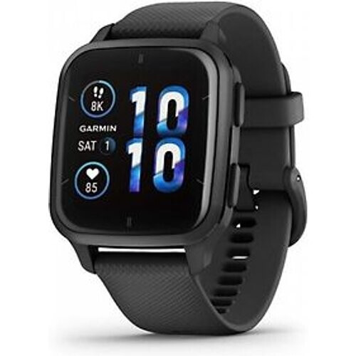 Garmin Venu Sq 2 Music 40 mm slate aluminium rand met zwarte behuizing en siliconen polsband [wifi]