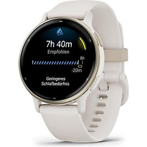 Garmin Vivoactive 5 42 mm goud met een wit siliconen polsband