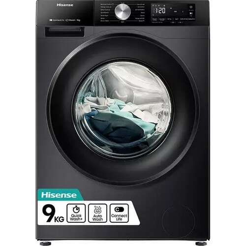 Hisense Wf3s9043bb3 - Wasmachine - 9 Kg - 1400 Tpm - Stoomfunctie - Energieklasse A - Zwart | Nieuw (outlet)