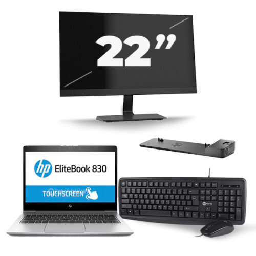 HP EliteBook 830 G5 - Intel Core i7-8e Generatie - 13 inch - 16GB RAM - 256GB SSD - Windows 11 + 1x 22 inch Monitor