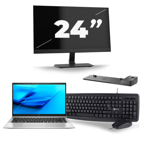 HP EliteBook 840 G7 - Intel Core i7-10e Generatie - 14 inch - 8GB RAM - 256GB SSD - Windows 11 + 1x 24 inch Monitor