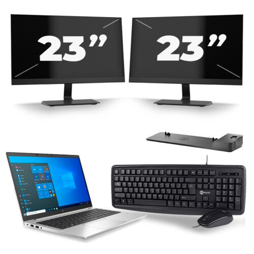 HP EliteBook 840 G8 - Intel Core i5-11e Generatie - 14 inch - 8GB RAM - 256GB SSD - Windows 11 + 2x 23 inch Monitor