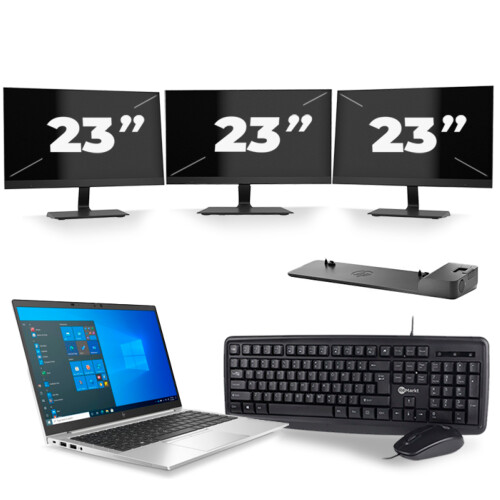 HP EliteBook 840 G8 - Intel Core i5-11e Generatie - 14 inch - 8GB RAM - 256GB SSD - Windows 11 + 3x 23 inch Monitor