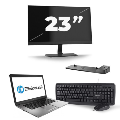 HP EliteBook 850 G2 - Intel Core i7-5e Generatie - 15 inch - 8GB RAM - 256GB SSD - Windows 11 + 1x 23 inch Monitor