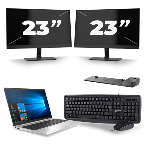 HP EliteBook 850 G7 - Intel Core i5-10e Generatie - 15 inch - 8GB RAM - 256GB SSD - Windows 11 + 2x 23 inch Monitor