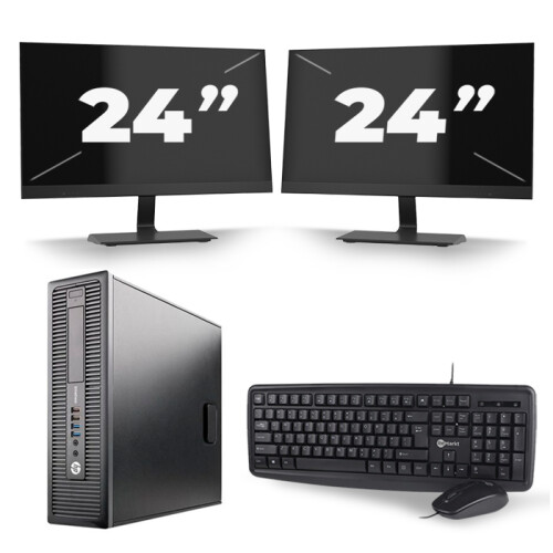 HP EliteDesk 800 G1 SFF - Intel Core i7-4e Generatie - 16GB RAM - 256GB SSD - Windows 10 + 2x 24 inch Monitor