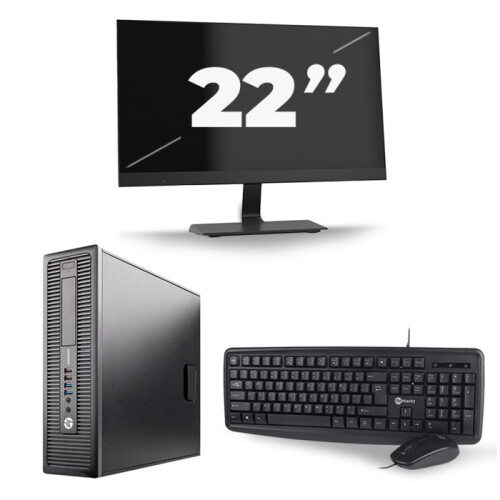 HP EliteDesk 800 G1 SFF - Intel Core i7-4e Generatie - 16GB RAM - 256GB SSD - Windows 10 + 1x 22 inch Monitor