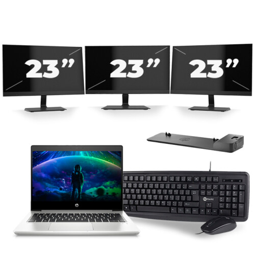 HP ProBook 430 G6 - Intel Core i5-8e Generatie - 13 inch - 8GB RAM - 256GB SSD - Windows 11 + 3x 23 inch Monitor