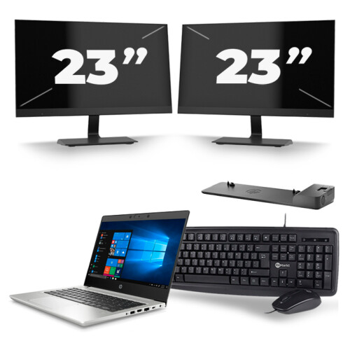 HP ProBook 430 G7 - Intel Core i5-10e Generatie - 13 inch - 8GB RAM - 256GB SSD - Windows 11 + 2x 23 inch Monitor
