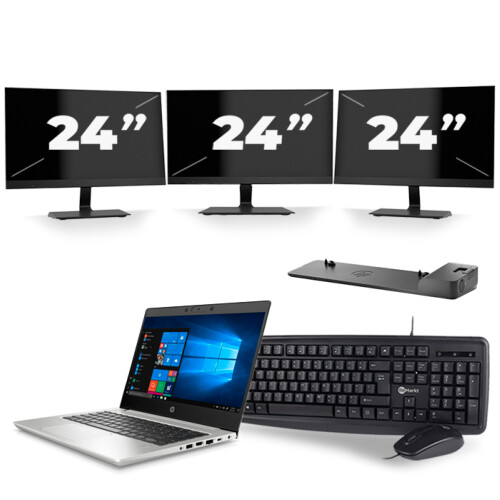 HP ProBook 430 G7 - Intel Core i5-10e Generatie - 13 inch - 8GB RAM - 256GB SSD - Windows 11 + 3x 24 inch Monitor